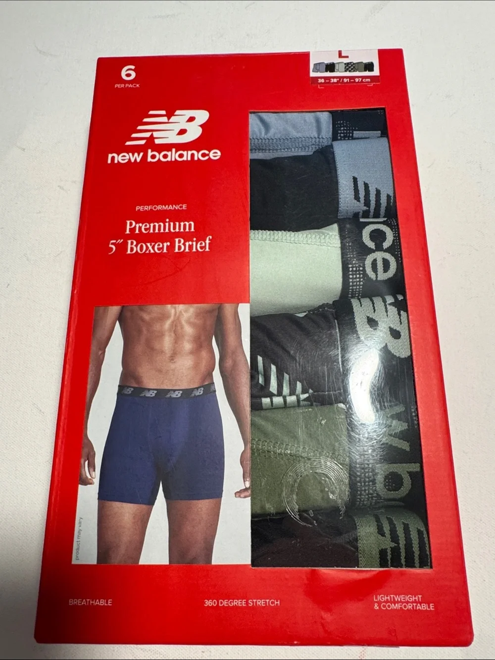 New Balance Boxer Briefs Mens Large 6 Pack